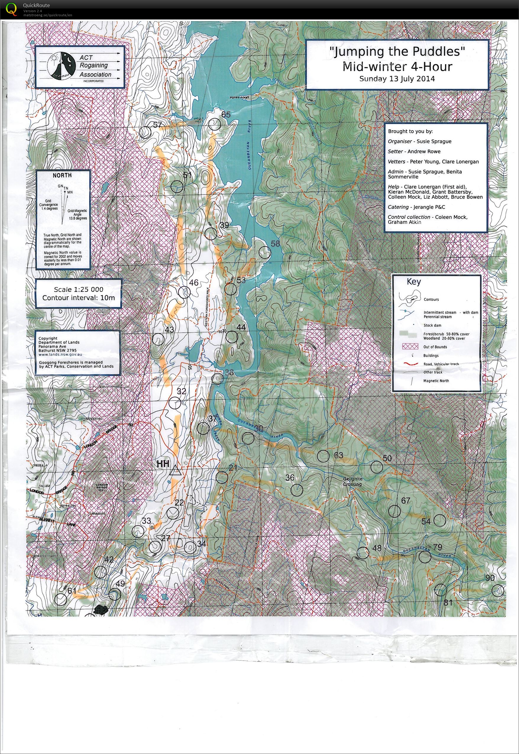 ACT 4hr Rogaine (13.07.2014)