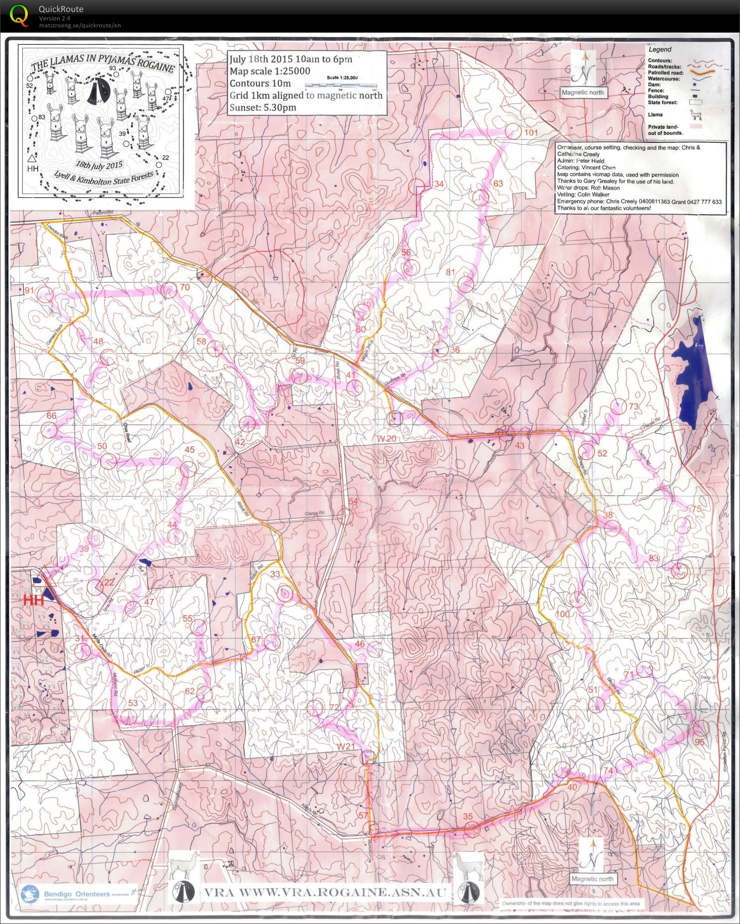 Bendigo 8hr Rogaine (18-07-2015)
