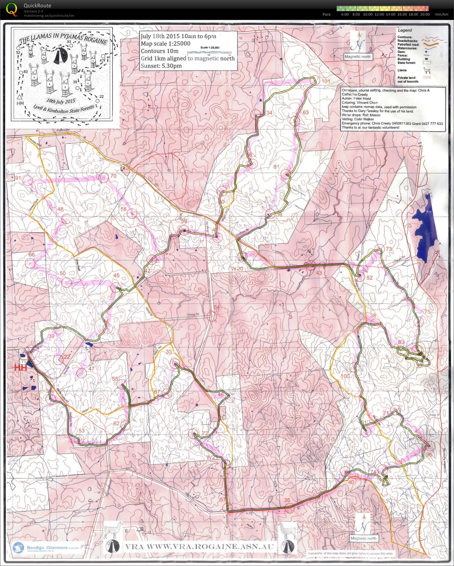Bendigo 8hr Rogaine (18-07-2015)
