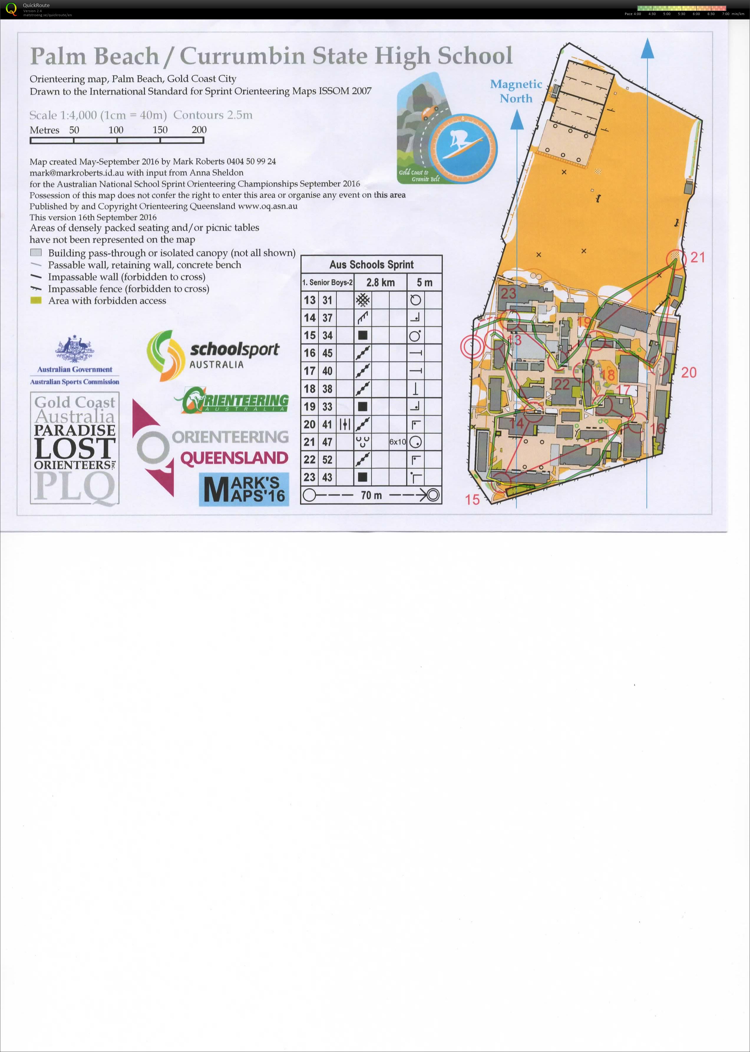 2016 Australian Schools Sprint map 2 (26/09/2016)