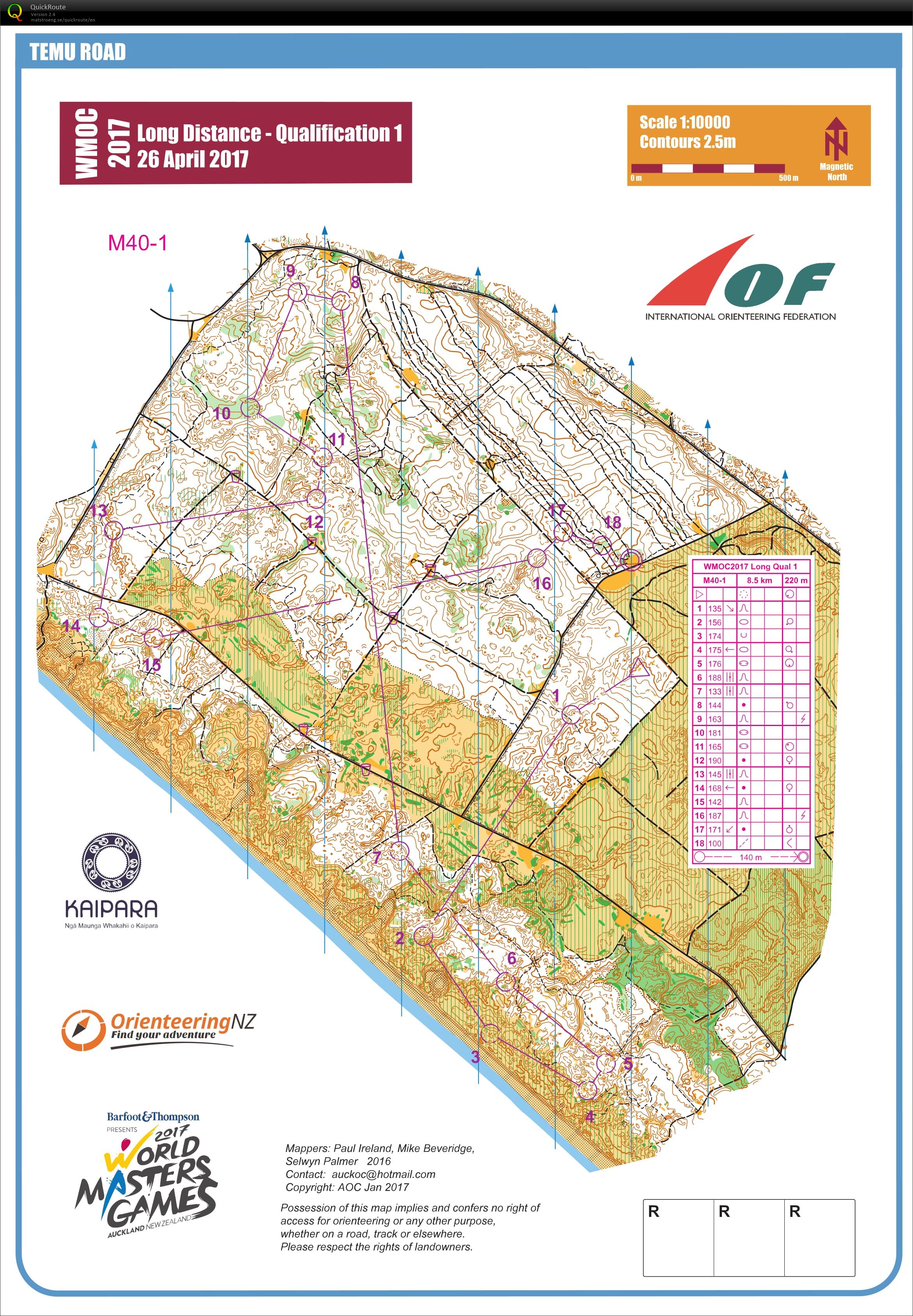 2017 World Masters Orienteering Championships - Long Qualifier 1 (26/04/2017)