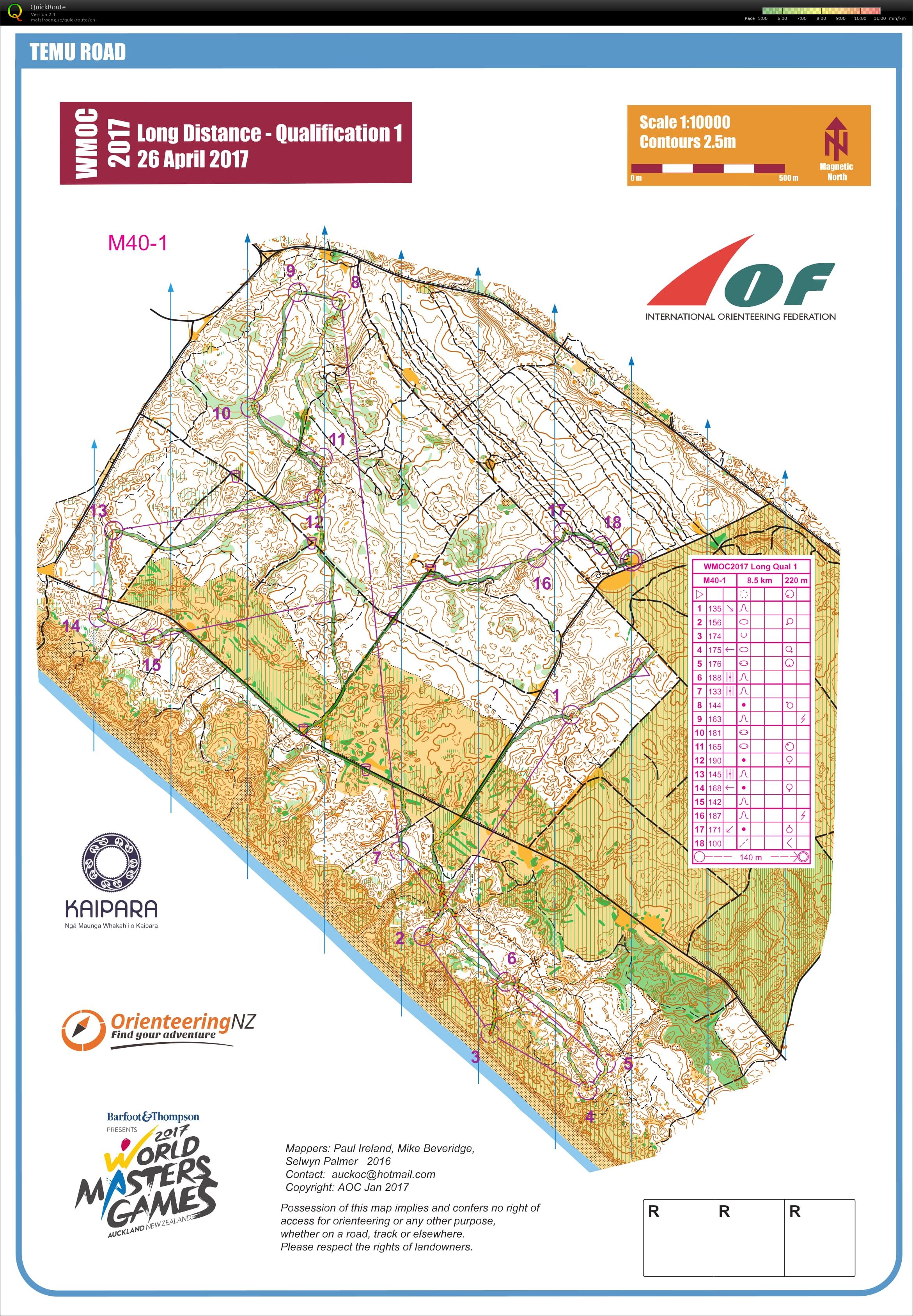 2017 World Masters Orienteering Championships - Long Qualifier 1 (26/04/2017)