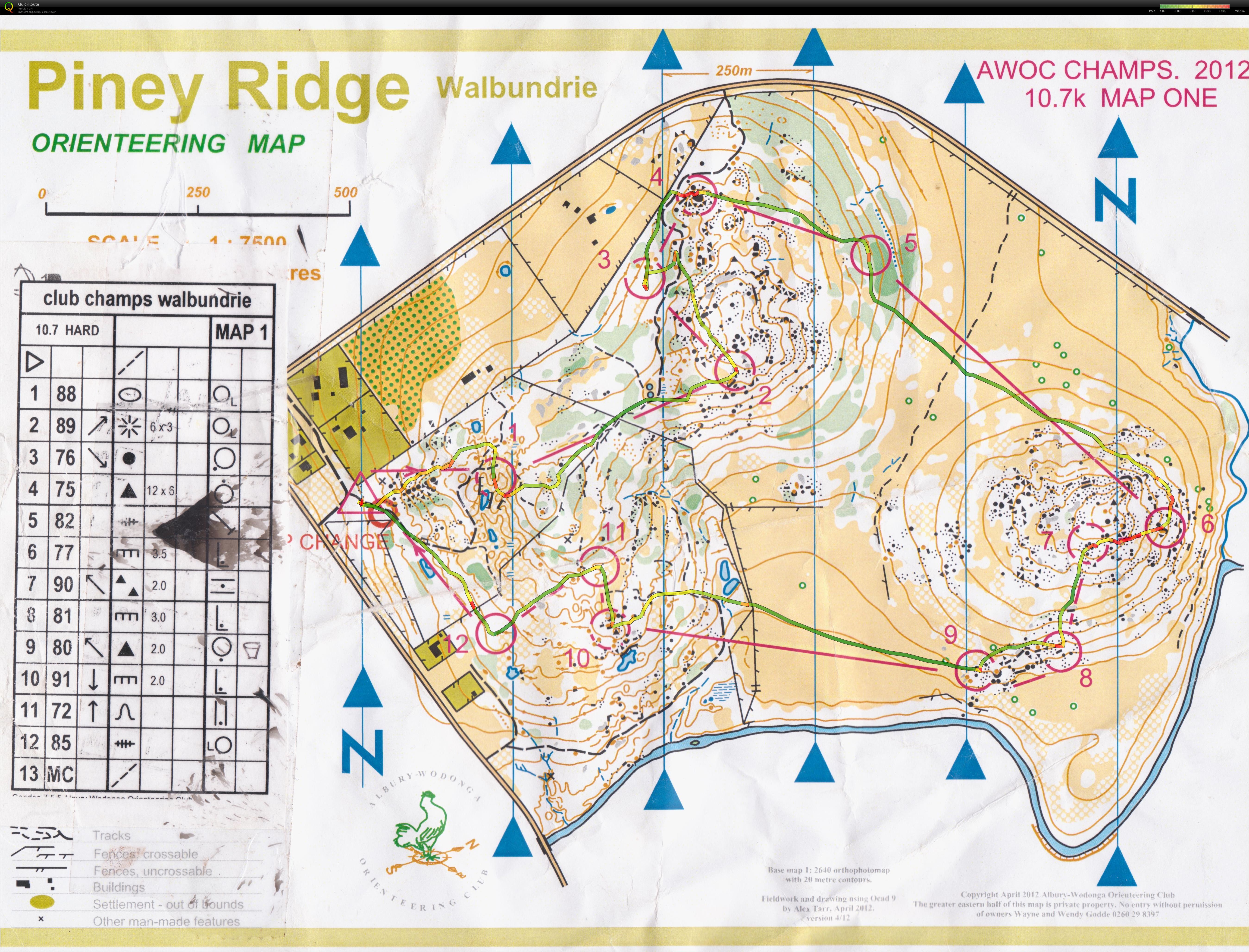 2012 Albury Wodonga Championships - Map 1 of 2 (04-11-2012)