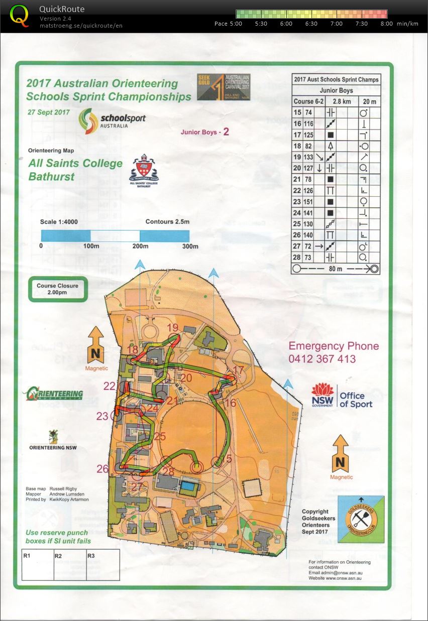 2017 Australian Orienteering Schools Sprint Championships Map 2 (27.09.2017)