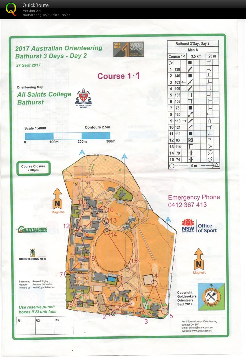 2017 Bathurst 3 Day - Sprint Map 1 (27-09-2017)