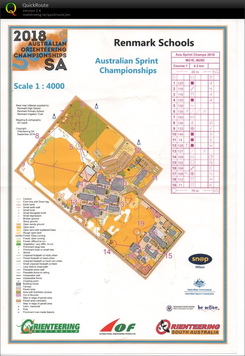 2018 Australian Championships Sprint map 1 of 2 (01.10.2018)