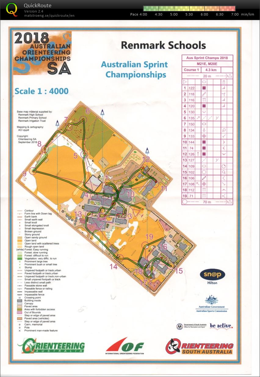 2018 Australian Championships Sprint map 1 of 2 (01.10.2018)