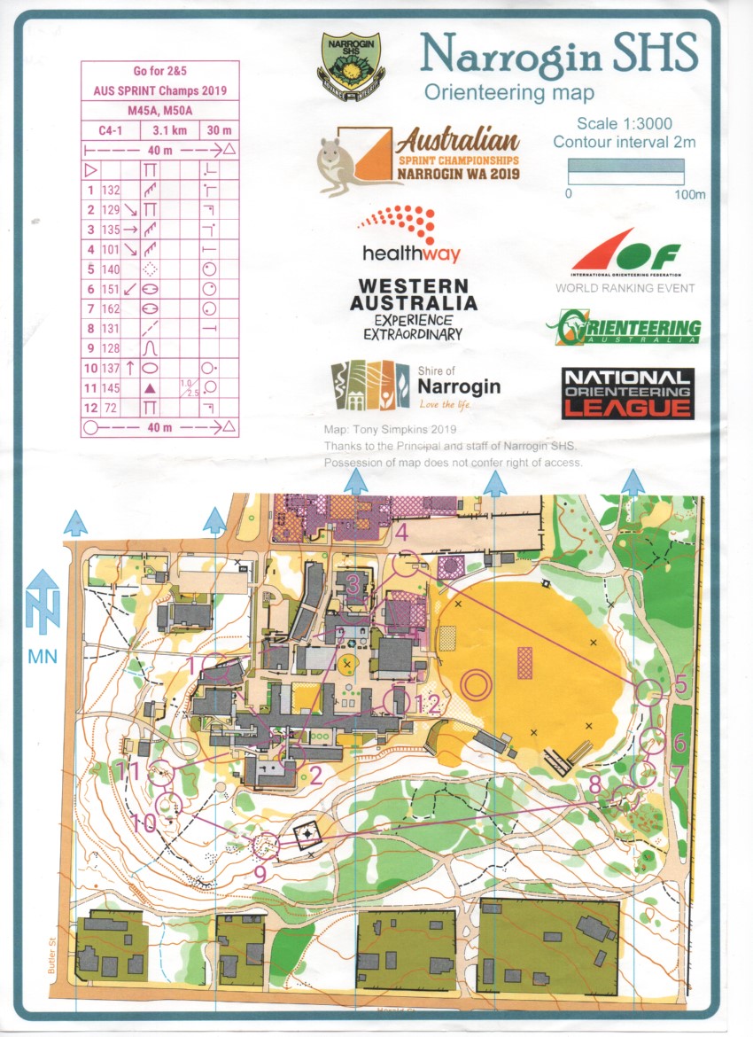 2019 Australian Sprint Championships map 1 (30-04-2019)