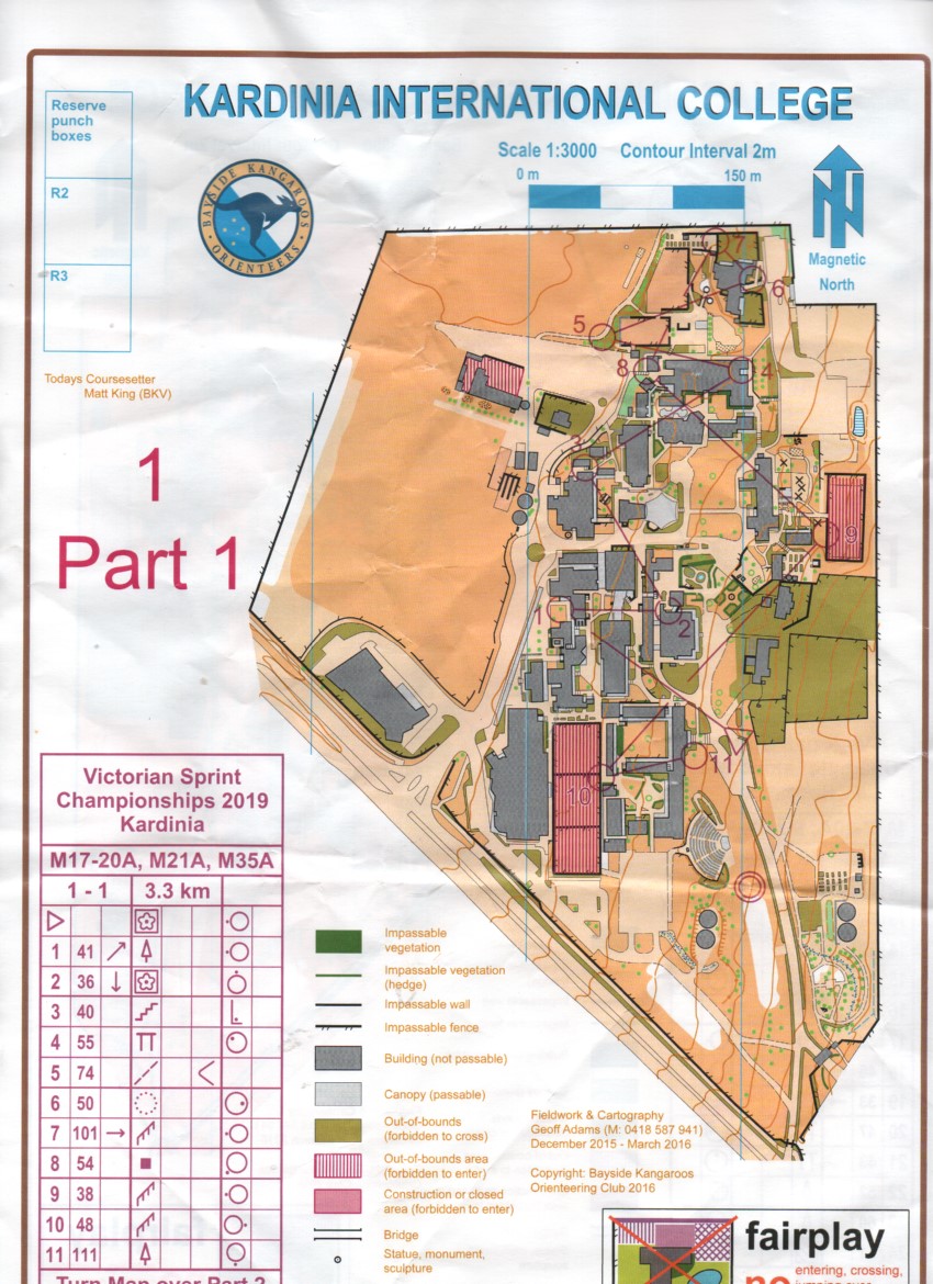 2019 Victorian Championships Sprint Distance Map 1 of 2 (17.11.2019)