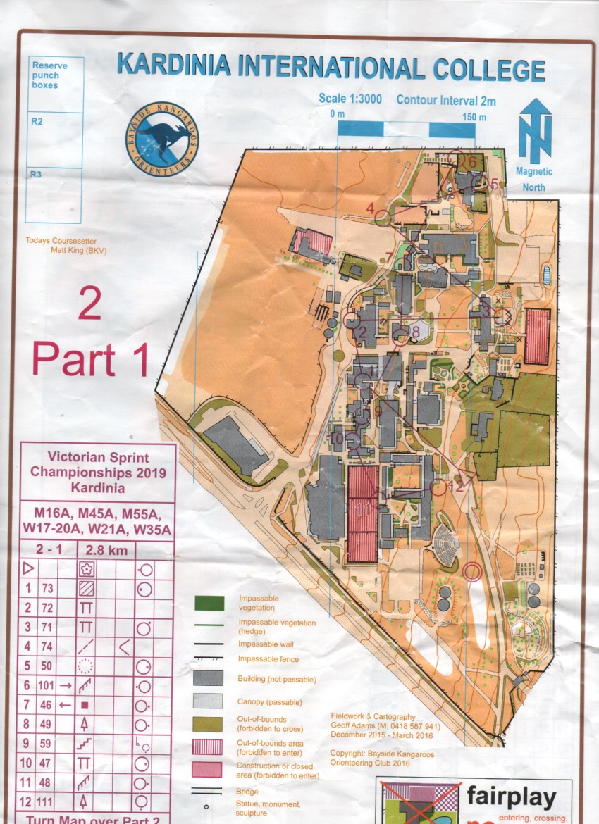 2019 Victorian Championships Sprint Training Map 1 of 2 (17-11-2019)