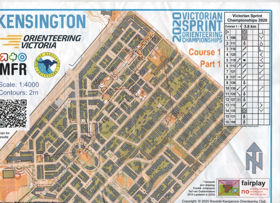 2020 Victorian Championships Sprint Distance Map 1 of 2 (13-12-2020)