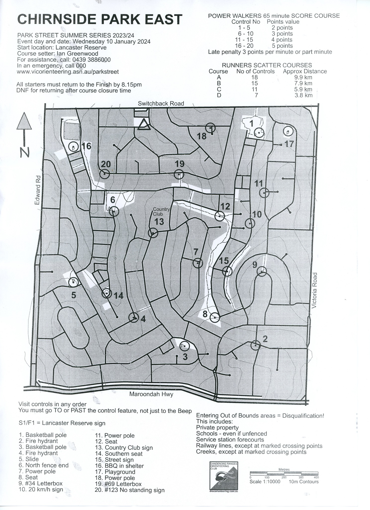 Melbourne Park Street Wednesday Summer Series Event 15 (10.01.2024)