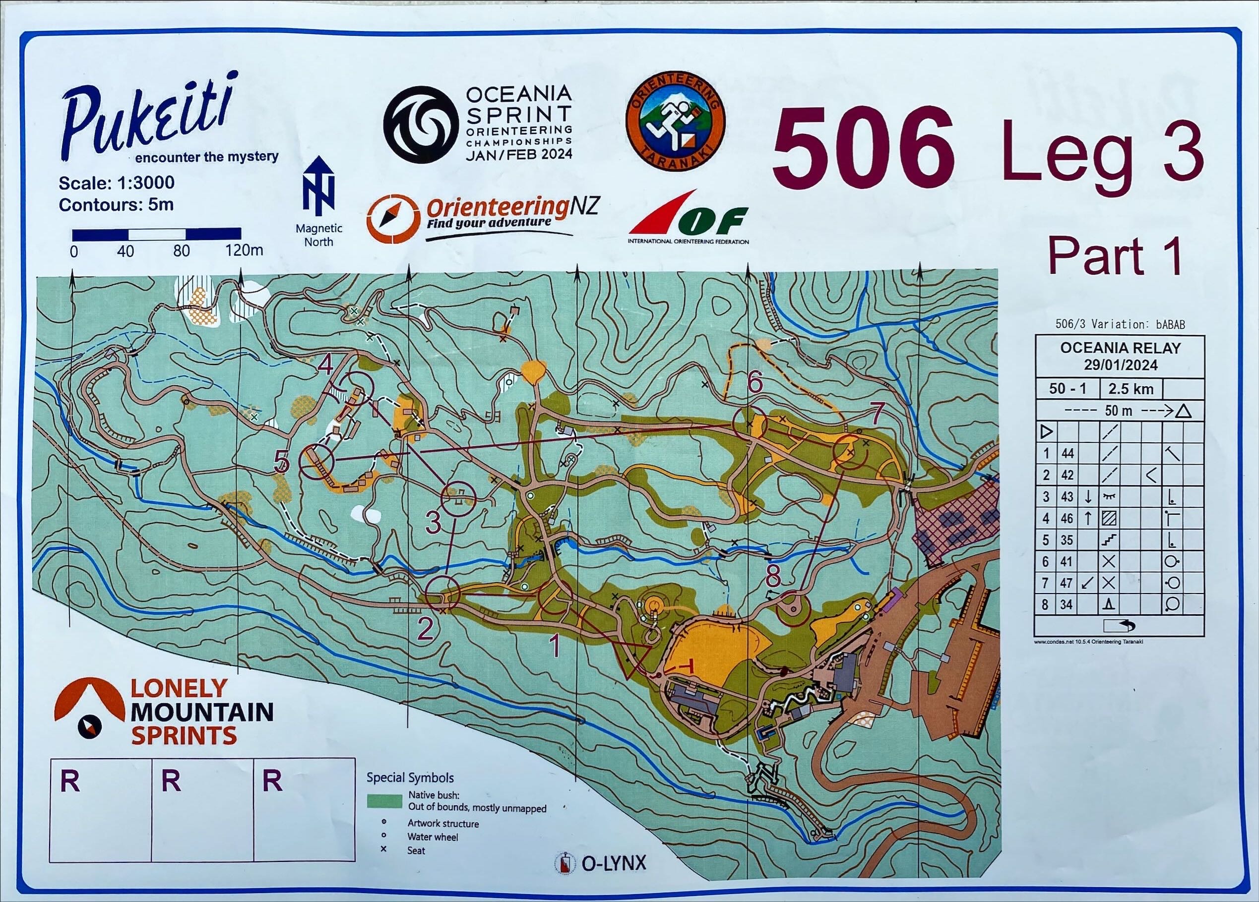 2024 Oceania Sprint Relay map 1 of 2 (29-01-2024)