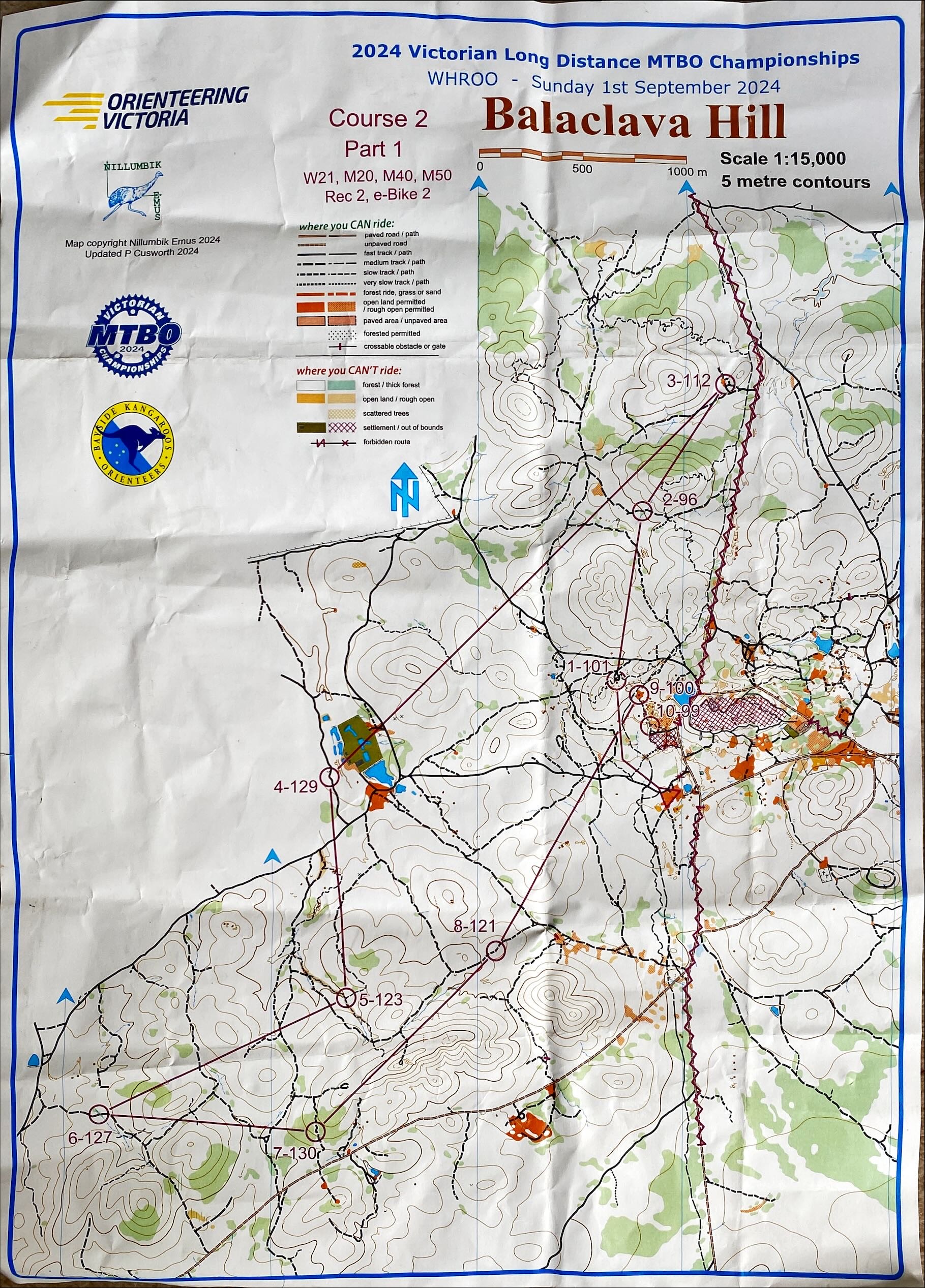 2024 Victorian MTBO Long Championship map 1 of 2 (01-09-2024)