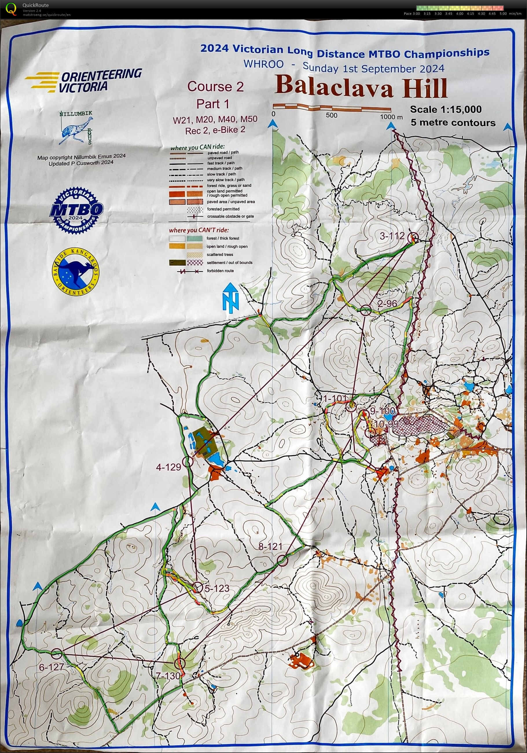 2024 Victorian MTBO Long Championship map 1 of 2 (01-09-2024)