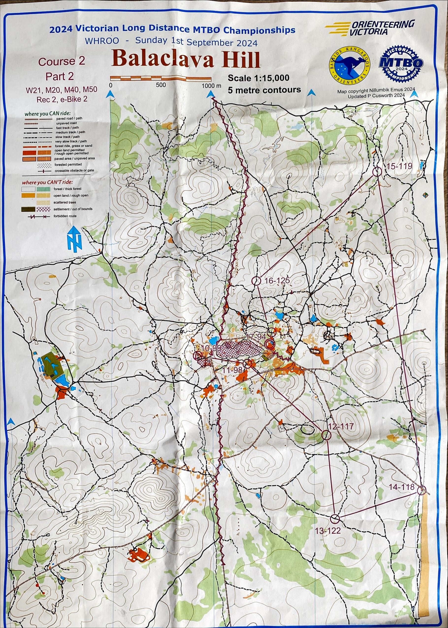 2024 Victorian MTBO Long Championship map 2 of 2 (2024-09-01)