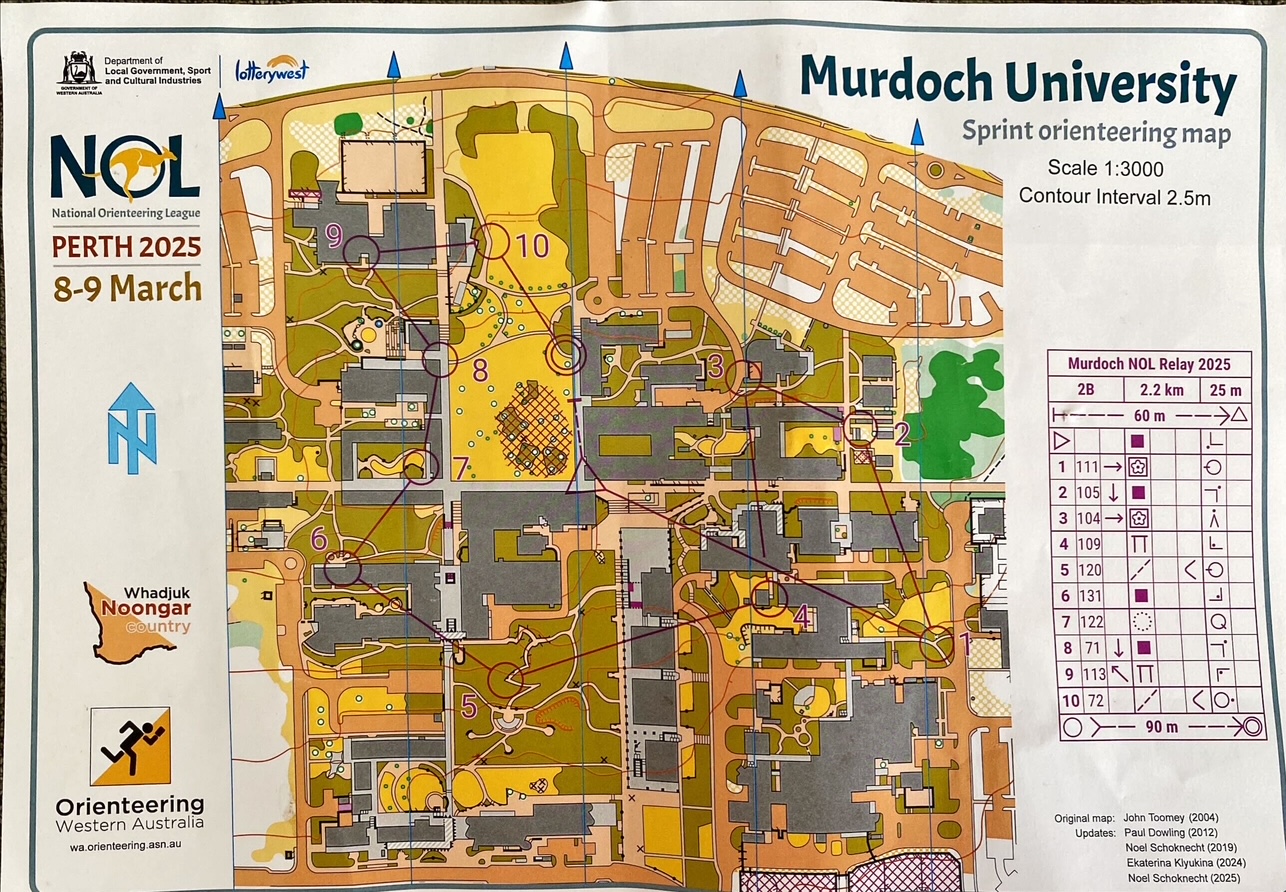 NOL 2d - Two Person Sprint Relay - Murdoch Uni map 1 (09-03-2025)