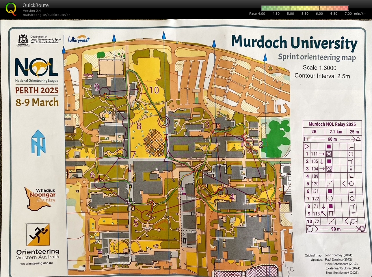 NOL 2d - Two Person Sprint Relay - Murdoch Uni map 1 (09-03-2025)