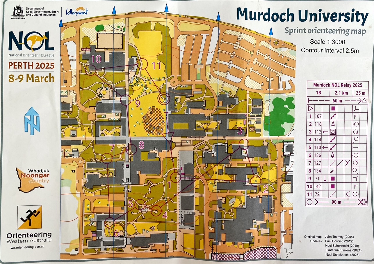 NOL 2d - Two Person Sprint Relay - Murdoch Uni map 2 (09/03/2025)