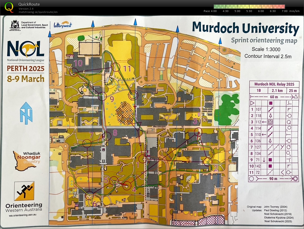 NOL 2d - Two Person Sprint Relay - Murdoch Uni map 2 (09/03/2025)