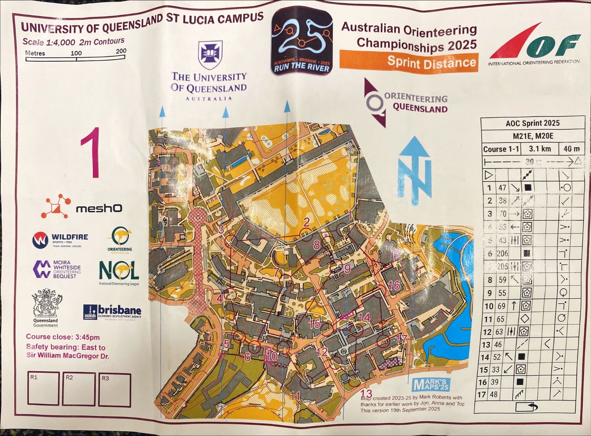 2025 Australian Championships Sprint Distance map 1 of 2 (2025-09-27)