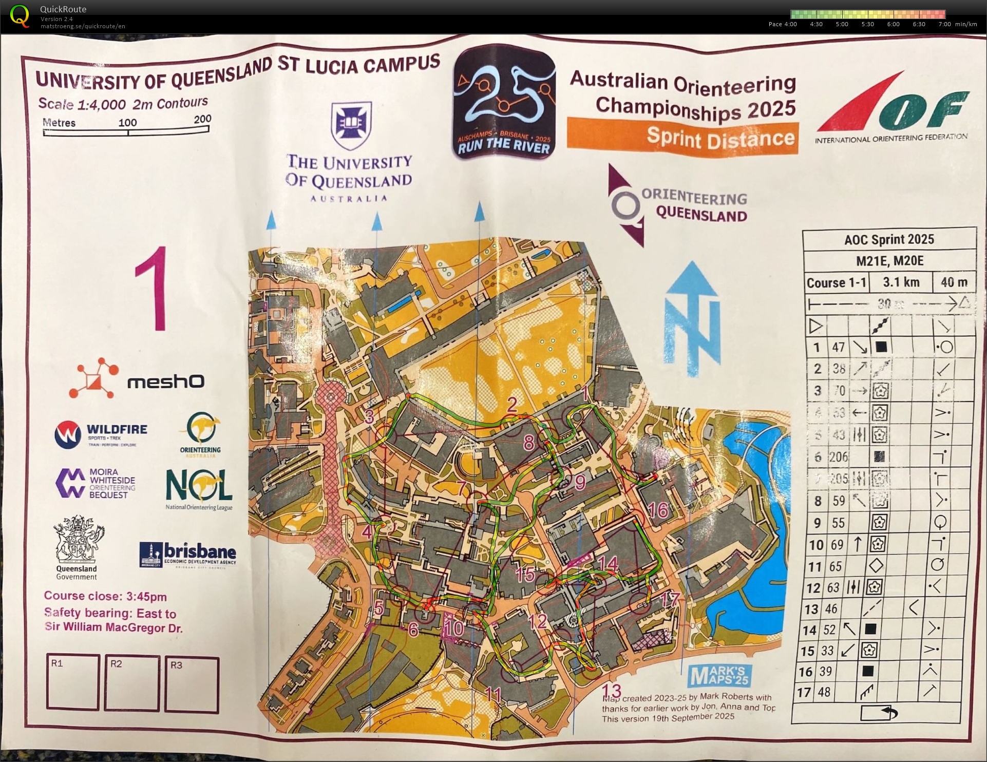 2025 Australian Championships Sprint Distance map 1 of 2 (2025-09-27)