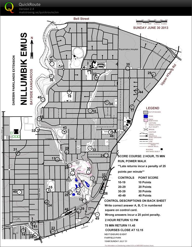 Darebin Enduro 2hr Score (30-06-2013)